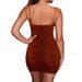 Women's Low Cut Camisole Dress Summer Pleated Sexy Style Casual Elegant Fashion Thin Material Suitable For American Export_ecoleips.com