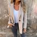New Women's Casual Wool Lapel Button Pocket Suit Jacket_ecoleips.com