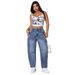 Women's Summer Loose Straight Leg Wide Leg Jeans Washed Denim New Style_ecoleips.com