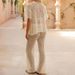 Women's Clothing Beach Loose Short Sleeved Shirt Casual Trousers Hollow Perspective Sexy Holiday Sunscreen Shirt Suit_ecoleips.com