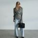 Elegant V-Neck Belted Blazer With Double Pockets, Spring Office Wear For Women, Wrinkle-Resistant Polyester Jacket (White/Gray/Black)_ecoleips.com