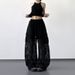 Summer Women's Black & White Lace Panel Wide-Leg Pants – High-Waisted Straight Cut, Breathable Office To Evening Wear (S-XL)_ecoleips.com