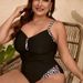 Verve 2025 New Plus Size Swimwear Solid Color Tight-Fitting Backless Sexy One-Piece Swimsuit Bikini For Women_ecoleips.com