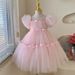 Princess Style Bubble Sleeve Mesh Skirt For Little Girls Summer 2025 Fashionable Cute Fairy Tale Princess Dress Girls Skirt_ecoleips.com