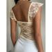 Women's Y2K Semi-Sheer Lace-Shirt/Heart Neckline & Cap Sleeves/Blouse-Compatible Solid Color Stretch Blouse/Suitable_ecoleips.com
