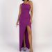 Women's French Style Asymmetric Off-Shoulder Long Dress With High Slit, Elegant Sleeveless Bodycon Midi Dress For Summer Evenings & Special Occasions_ecoleips.com