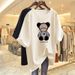 Women's Clothing summer new short sleeved T shirt women's long bear pure cotton round neck print half sleeved goods large version T shirt_ecoleips.com