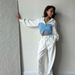 Trendy Denim-Patched Hoodie & Pants Set - Streetwear Two-Piece Outfit (S/M/L/XL, Glacier Blue/Moon White/Blossom Pink)_ecoleips.com