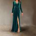 Women’s V-Neck Bodycon Dress – Elegant Slit, Stretchy Knit Fabric (S-5XL, Polyester-Spandex Blend, Work-to-Party Versatility)_ecoleips.com