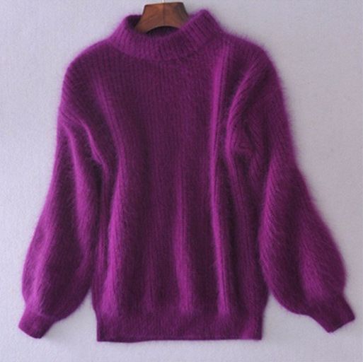 Soft & Cozy Chunky Knit Sweater Women's Long Sleeve Mock Neck Pullover With Lantern Sleeves - Autumn Winter Casual Comfort Wear_ecoleips.com