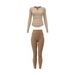 High Waisted V Neck Nude Yoga Wear Sports Fitness Set For Women Hip Lifting Running Cycling Clothing_ecoleips.com
