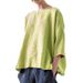 Bohemian Linen Blend Oversized Top – Round Neck 3/4 Sleeve Tunic For Women (5 Earthy Colors) Breathable Hybrid Fabric_ecoleips.com