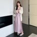 Autumn New Korean Fashion Maternity Dress With Strap Top And Cardigan Sweater 2-Piece Set_ecoleips.com