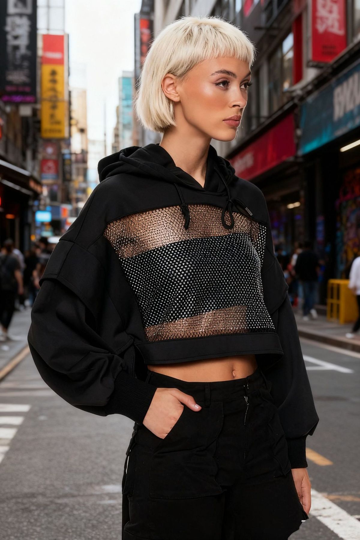Women's Loose Solid Color Backless Hollow Mesh Patchwork Hoodie Sweatshirt Style Fashion New_ecoleips.com