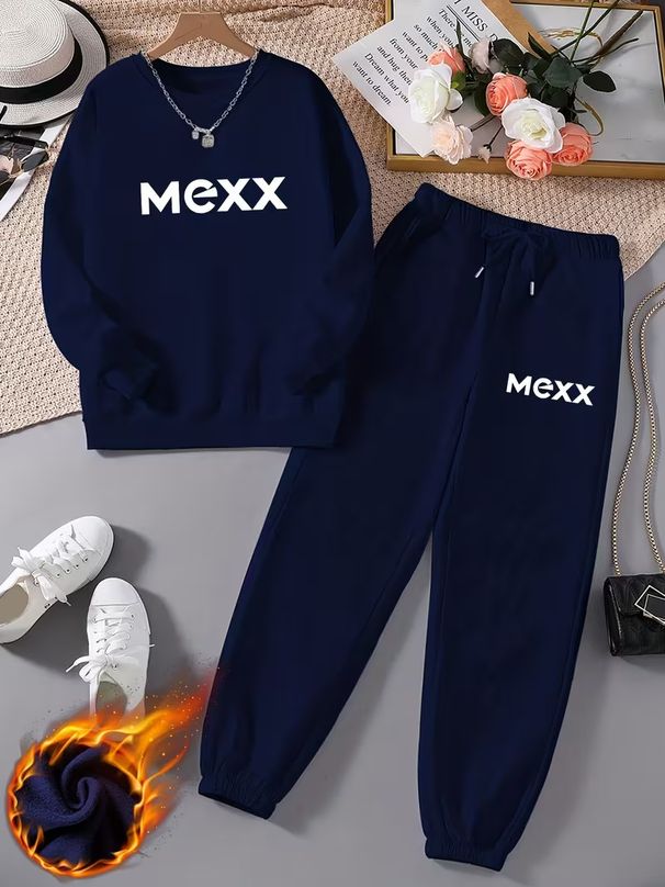 Women's Summer Trendy Long Sleeve Printed Casual Sweater Round Neck Two Piece Suit European American Style Loose Fit_ecoleips.com