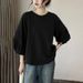 A Retro-Style T-Shirt With Lantern Sleeves And Casual Design, Featuring Short Sleeves About 2/3 Of The Arm Length , Per_ecoleips.com