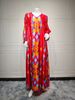 Verve AB396 Muslim Printed Rhinestone V-neck Elegant Sleeve Women's Long Dress Robe_ecoleips.com