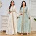Muslim Robe Women's New Bronzing Embroidery Lace Fashion White Dress_ecoleips.com