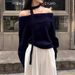 girl Autumn Thickened Design Off-Shoulder Long Sleeve Top 2025 Gray High-End One-Shoulder Knitted Sweater For Women_ecoleips.com