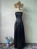 Luxury Solid Black Off-Shoulder Sleeveless Dress – Elegant & Sexy Prom & Evening Gown_ecoleips.com