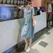 Summer New Korean Fashion Patchwork Round Neck Short Sleeve Maternity Dress_ecoleips.com