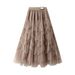 2025 Women's Autumn Sweet Princess Layered Puffy Cake Mesh Midi Skirt 8828_ecoleips.com