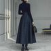 Women's Elegant Patchwork Plaid Dress Long Sleeved Solid Color Spring Autumn New_ecoleips.com
