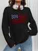 Women's Clothing New Loose Round Neck Flag Pattern Simple Versatile Knitted Sweater_ecoleips.com