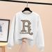 plus Size Women's Thick Fleece Lined Sweatshirt Spring Autumn Winter Stylish Loose Top with Personalized Lettering_ecoleips.com