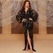 2025 New Women's Fashion European And American Cross-Border Trade V-Neck Waist-Cinching Slit Printed Black Long_ecoleips.com