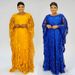 Women's Clothing Plus Size Clothes Elegant Water-Soluble Lace Plus Size Dress For Women – Loose Long Robe With Short Sleeves_ecoleips.com