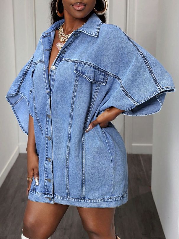 Women's Sleeveless Shawl Denim Jacket Loose Fit European And American Street Fashion in Stock Various Sizes_ecoleips.com