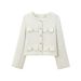 Women's Round-Neck Long-Sleeve Tweed Jacket – Classic Elegance For Casual & Formal Occasions (Gray/Red/Black/White, Sizes S-L)_ecoleips.com