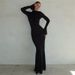 INS European And American Style 2023 Autumn Winter New Women's Fashion Round Neck Long Sleeve Sexy Backless Slim Fit_ecoleips.com