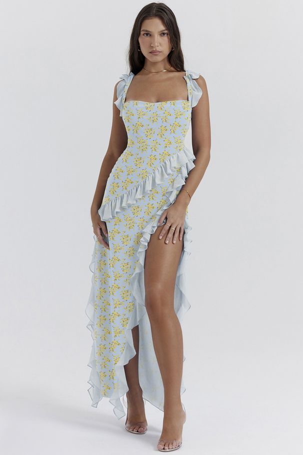 Women’s Clothing Summer New French Sling Wood Ear Edge Design Hot Girl Slit Long Skirt Dress Female_ecoleips.com