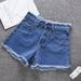 Women's Clothing Summer Denim Shorts For Women New Style Raw Edge Wide Leg Outer Wear Slim High Waist Thin A Line Hot Pants_ecoleips.com
