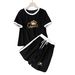 Queen Crown Print Women's Summer Outfit Set Short Sleeve Top & Shorts Casual Luxury England Style Fashion Polyester_ecoleips.com