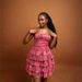 Women's Strapless Low Cut Mesh Printed Dress Style Sexy Backless Cake Design_ecoleips.com