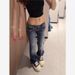 Vintage Y2k Low-Rise Flared Jeans With Rhinestone Embroidery - Stretch Denim Wide-Leg Pants For Women_ecoleips.com