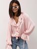 Women's Clothing Spring And Summer Collar Tie Ruffle Shirt Loose Trumpet Sleeve Ladies Shirt_ecoleips.com