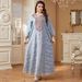 Muslim Dress Women"Elegant Embroidered Abaya Dress – Modest Long Robe For Women, Lightweight Polyester Arabic Style Islamic Dress_ecoleips.com