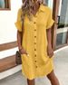Women Retro Cotton Linen Printed V-neck Long Sleeve Dress Artistic Elegant Style High Waist Available_ecoleips.com