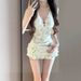 Women's Floral Print Two Piece Swimsuit High Waist Tummy Control Cute Girly Innocent Style Conservative Cake Skirt Design New_ecoleips.com