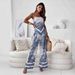 Women's Floral Print Camisole Bralette & Long Pants Set American Style Thin Sexy Fashion Clothing For Summer_ecoleips.com