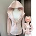 Pink Slim-fit Jacket Women's Autumn And Winter 2026 New Hooded Front Shoulder Sweater Velvet Korean Wear Waist Top_ecoleips.com