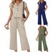Summer Women's Two Piece Set Round Neck Short Sleeve Cropped Pants Casual Fashionable_ecoleips.com