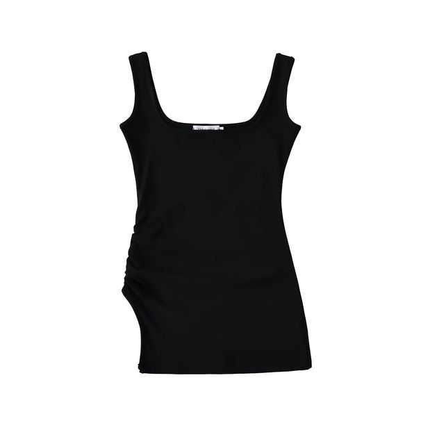 Women's Clothing Square Collar Irregular Side Pleated Camisole Sports Elastic Waist Slightly Flared Pants Two Piece Suit_ecoleips.com