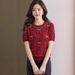 New Short Sleeved T Shirt With A Three Dimensional Pearl Design, Brand Discontinued, Youthful And Stylish Ice Silk Short Sleeved Top._ecoleips.com