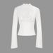 WG157 Women's Sexy Fashion Lace Deep V Slim Fit T-Shirt Hot Girl Long Sleeve Top_ecoleips.com