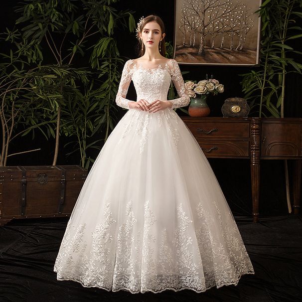 Women's Clothing Lightweight Wedding Dress Long Sleeve Petite Simple Court Style Elegant Main For Travel Photography_ecoleips.com
